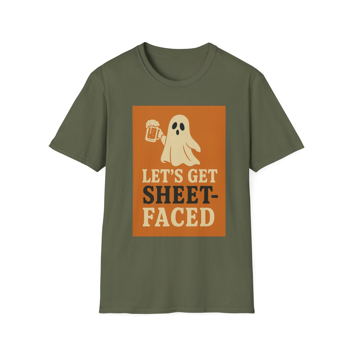 Halloween Ghost-Themed T-Shirt, Let's Get Sheet-Faced Shirt for Parties, Fun Gift for Halloween, Unisex Graphic Tee