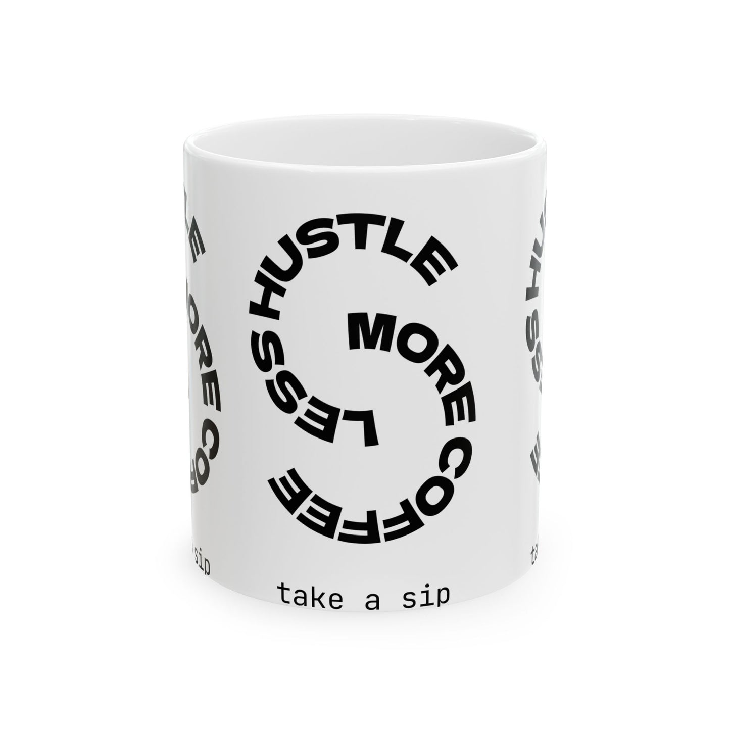 Motivational Coffee Mug | Hustle Less, Coffee More | Gift for Coffee Lovers, Office Decor, Inspirational Tea Cup, Daily Motivation