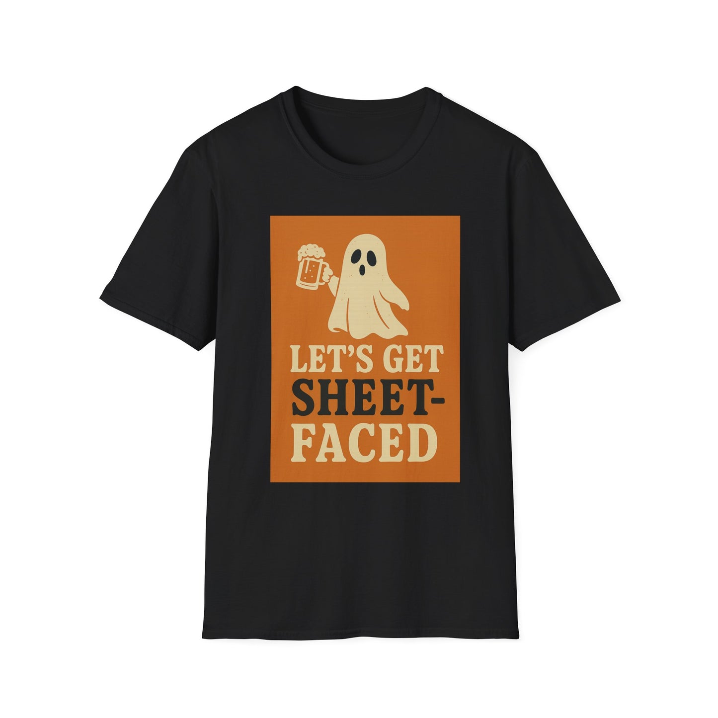 Halloween Ghost-Themed T-Shirt, Let's Get Sheet-Faced Shirt for Parties, Fun Gift for Halloween, Unisex Graphic Tee