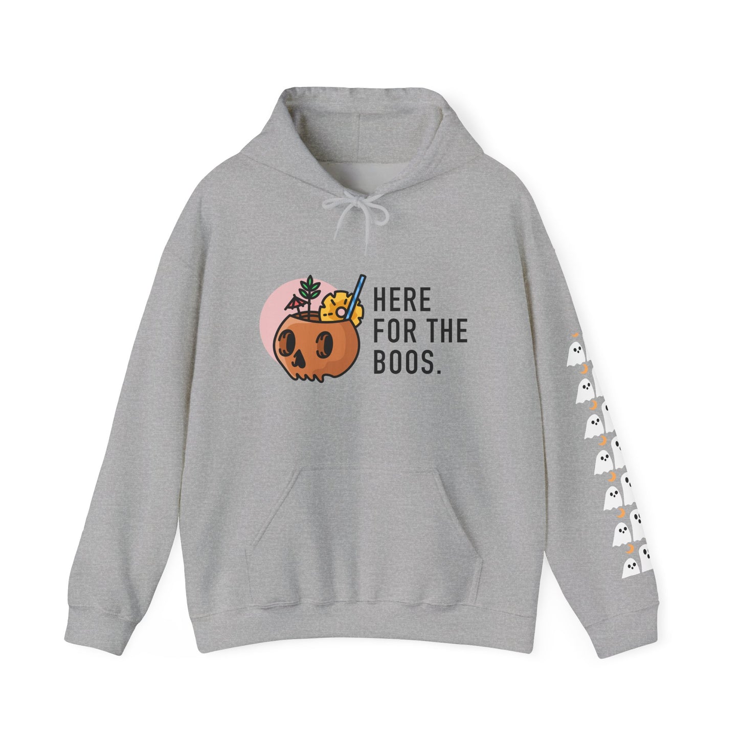 Halloween Themed Hooded Sweatshirt - Here for the Boos, Unisex Cozy Hoodie, Fall Fashion, Spooky Season Apparel, Perfect for Halloween [...]