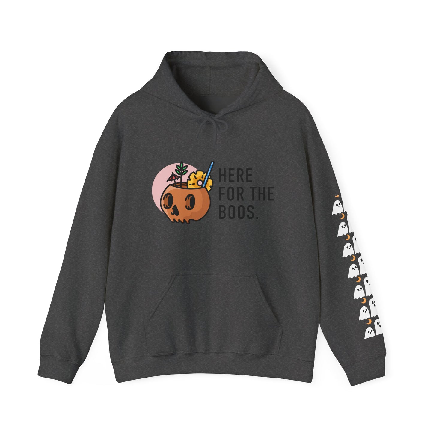 Halloween Themed Hooded Sweatshirt - Here for the Boos, Unisex Cozy Hoodie, Fall Fashion, Spooky Season Apparel, Perfect for Halloween [...]