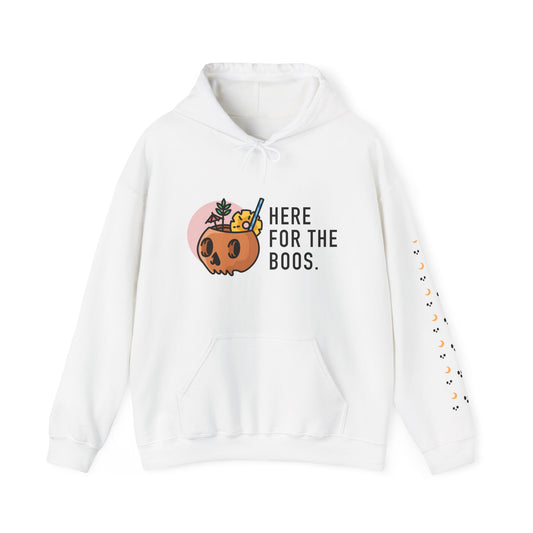 Halloween Themed Hooded Sweatshirt - Here for the Boos, Unisex Cozy Hoodie, Fall Fashion, Spooky Season Apparel, Perfect for Halloween [...]